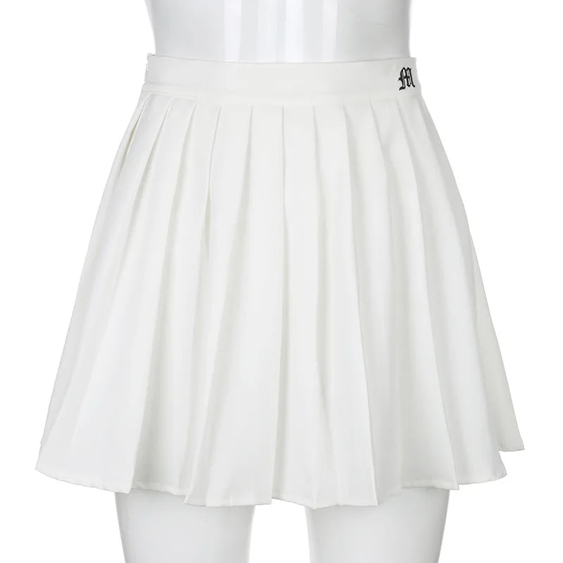 2020 New Pleated Skirt A-Line White High Waist Mini Tennis Skirt Casual Skirt Womens Summer Overall Skirt Tennis Skorts