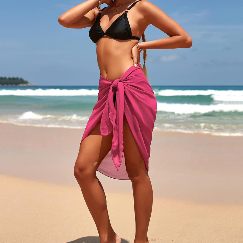 Beach Wrap Skirt for Women Short Sarong Sheer Bikini Swimwear Cover Ups