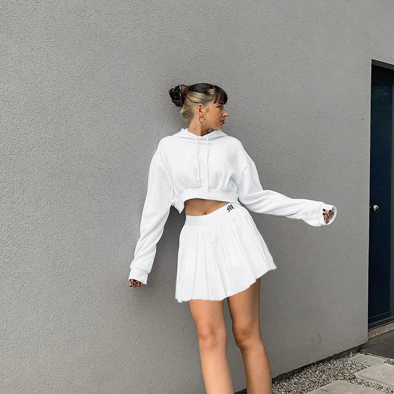 2020 New Pleated Skirt A-Line White High Waist Mini Tennis Skirt Casual Skirt Womens Summer Overall Skirt Tennis Skorts