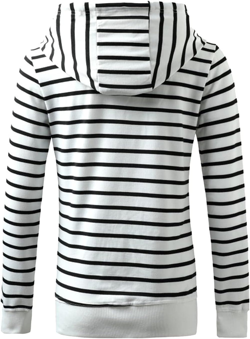 Womens Fashion Long Sleeve Stripe Hooded Tops Sweatshirts,2​021 Fall Casual Drawstring Hoodies Jackets Outwear Sweaters Back to School Turtleneck Sweater for Women Pro-Motion White